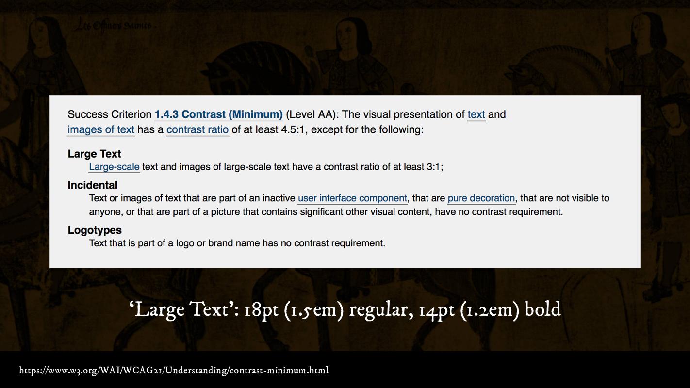 WCAG colour contrast recommendation